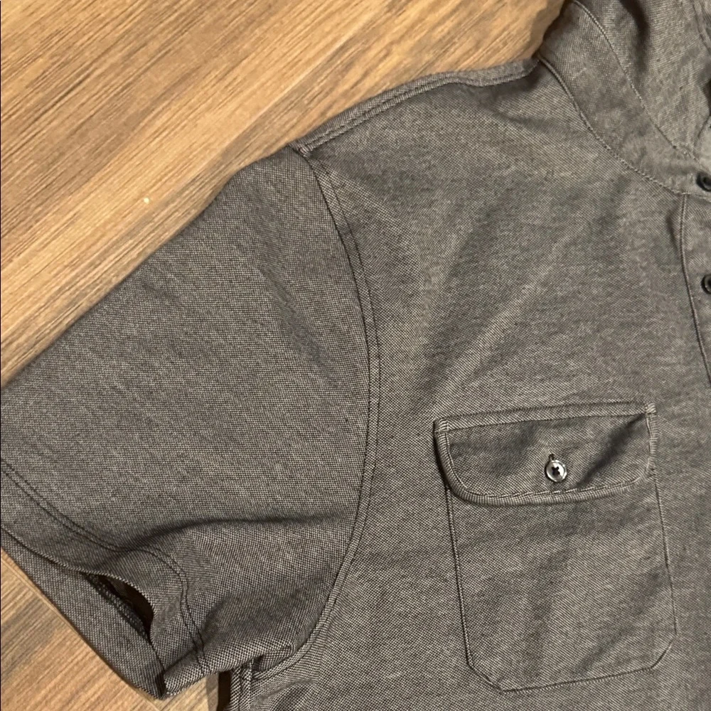 Michael Kors Men's Charcoal Short-Sleeve Polo with High Collar